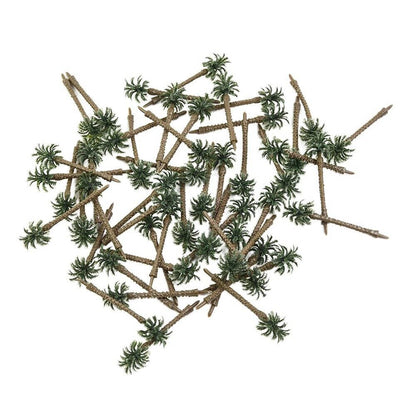 100Pcs 70mm Coconut Palm Trees for N or HO Scale Layout Model
