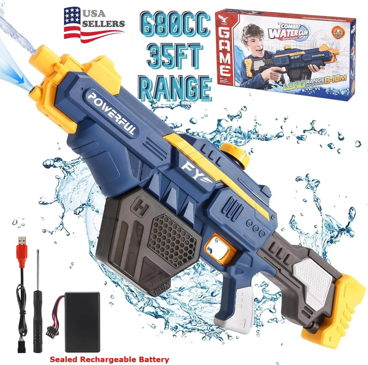 Automatic Electric Water Gun for High-Powered Squirt Blaster (35ft)