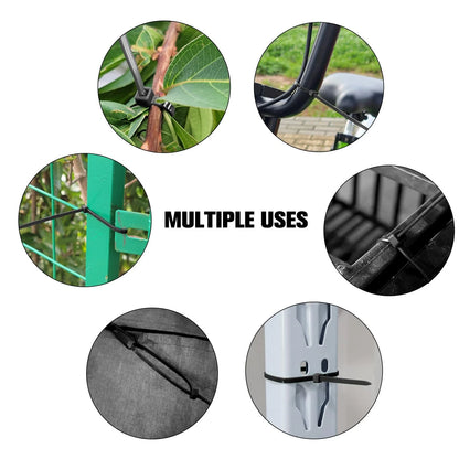 Set of 100 Heavy Duty 12" Zip Ties, 120 lb, Black