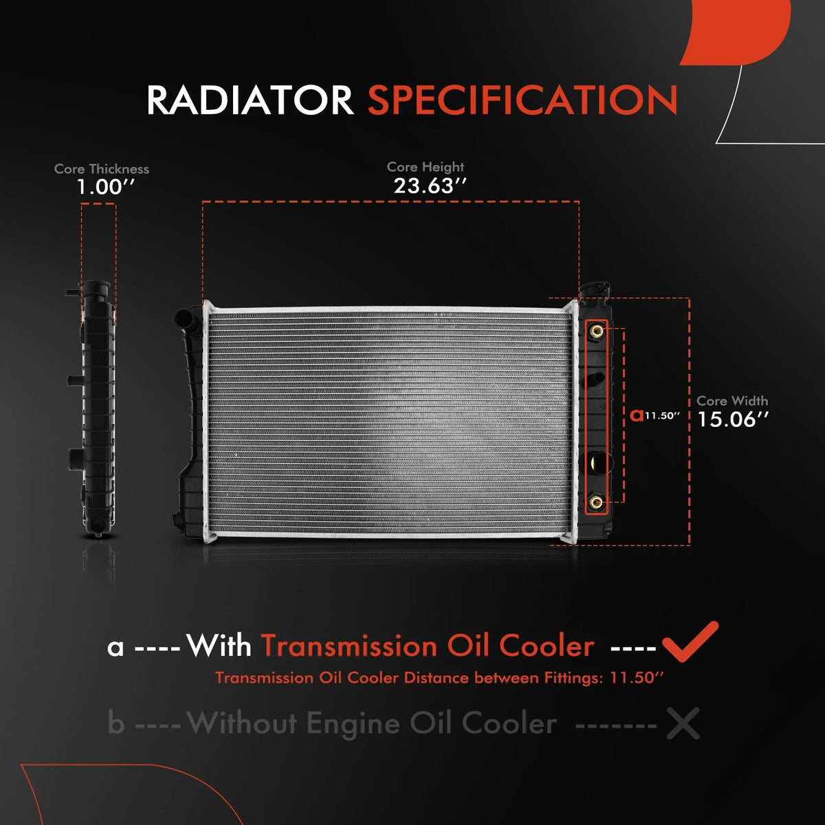 Radiator with Trans Oil Cooler for Chevrolet S10, S10 Blazer (1985–1993)