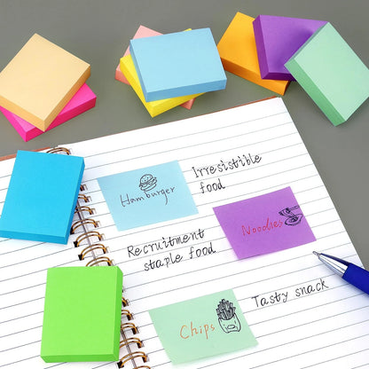 Set of 20 Post-It Notes 1.5 x 2 Inches, 10 Colors, 100 Sheets