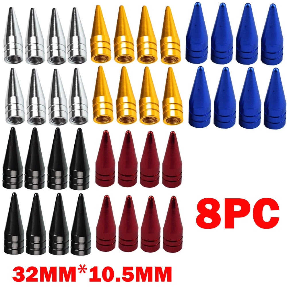 8-Pack Pointed Spikes Bullet Valve Stem Cap Covers for Motorcycle