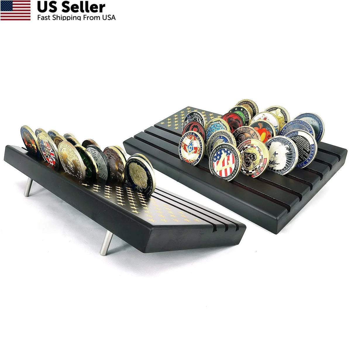 6 Rows Coin Holder Display Stand for Military Collectibles
