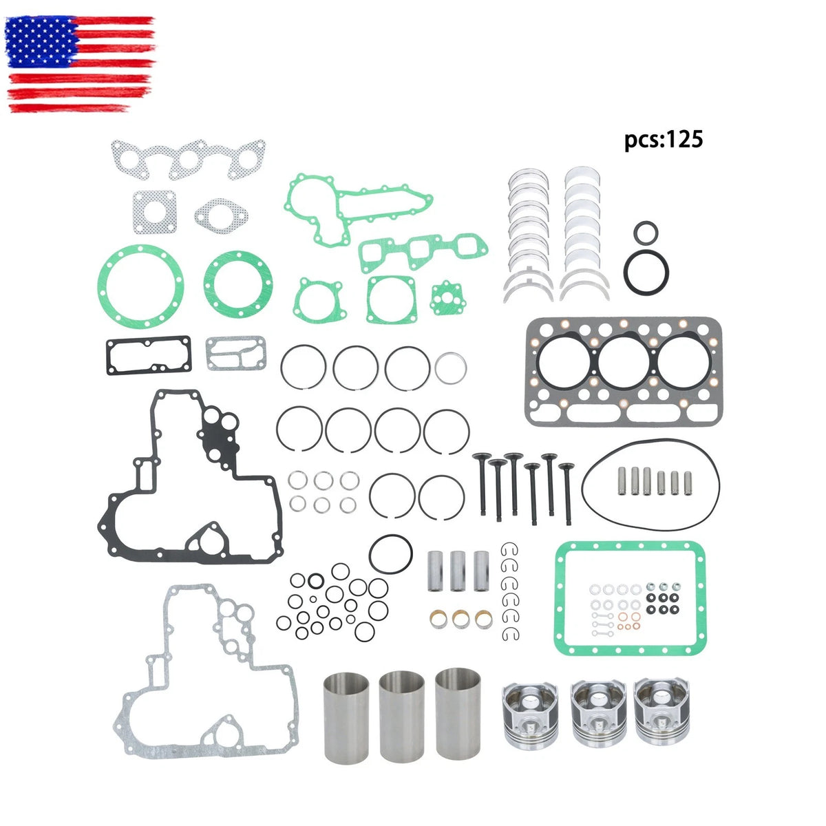 Engine Rebuild Kit for Kubota L2500 L2500DT L2500F L2600 L2600F (D1403)