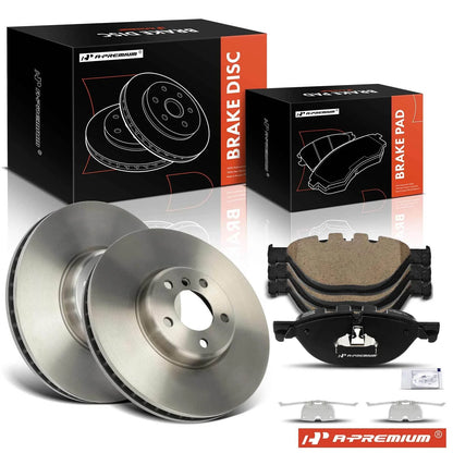 Set of 2 Front Disc Brake Rotors & Ceramic Pads for BMW 550i (2011–2016)