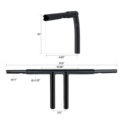 10" Rise T-Bars Handlebar for Harley Sportster Dyna (Custom, Low Rider)
