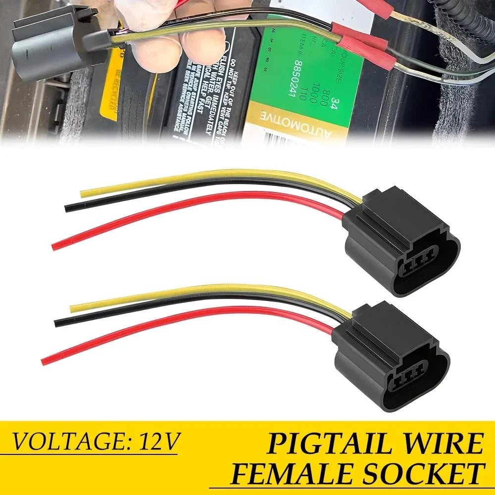 2X Pigtail Wire Female 9008 H13 Harness Headlight Bulb Replacement Plug for