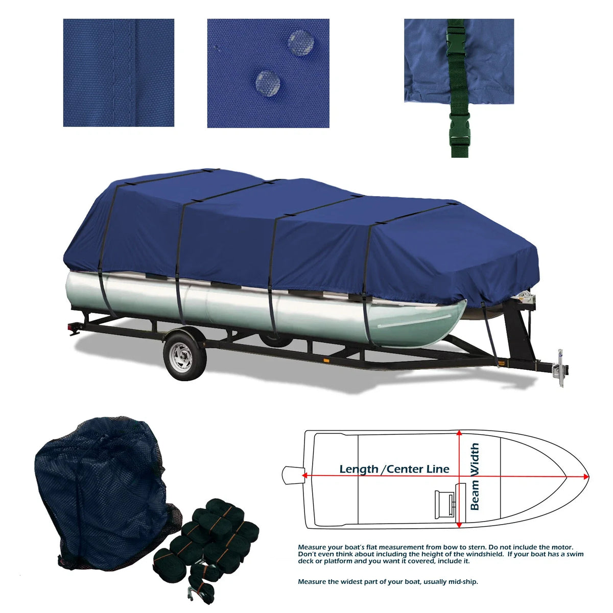 Pontoon Boat Storage Cover for 25' - 28' (Heavy Duty, Grey)