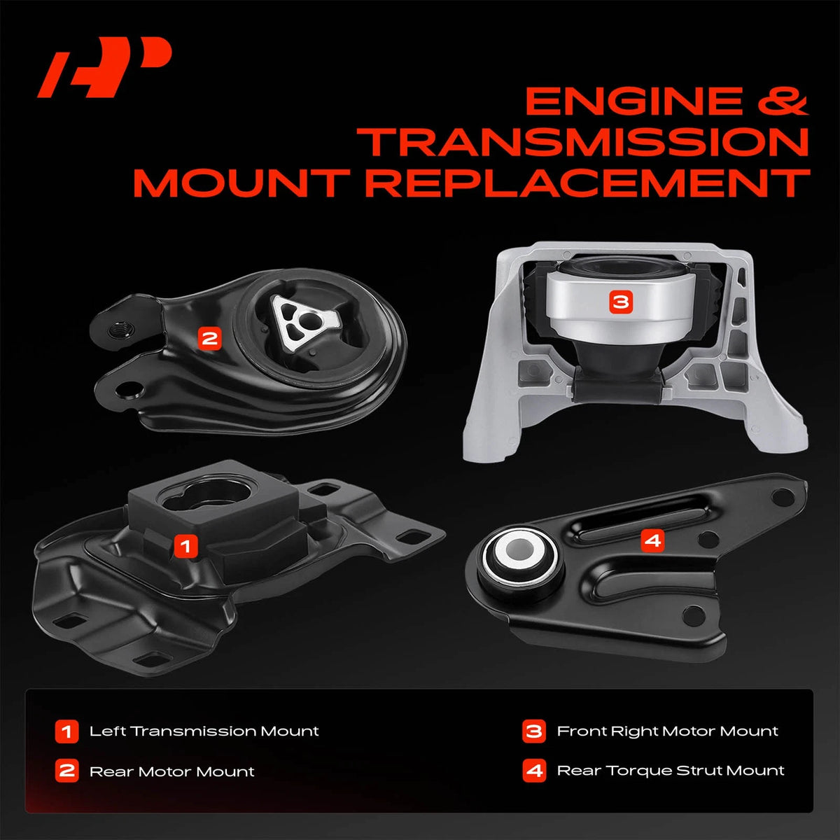 Set of 4 Engine Motor & Transmission Mounts for Mazda 3 (2010–2015) BBN339060A, BBN339040, BBN339040A