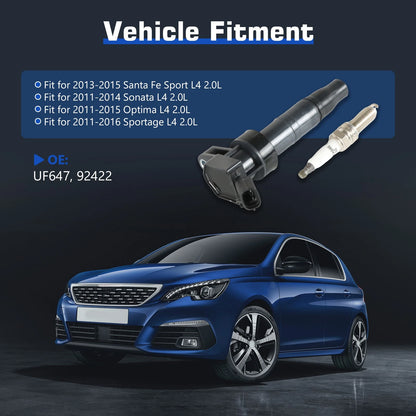 Set of 4 Ignition Coils UF647 for 2013-2015 Hyundai Santa Fe