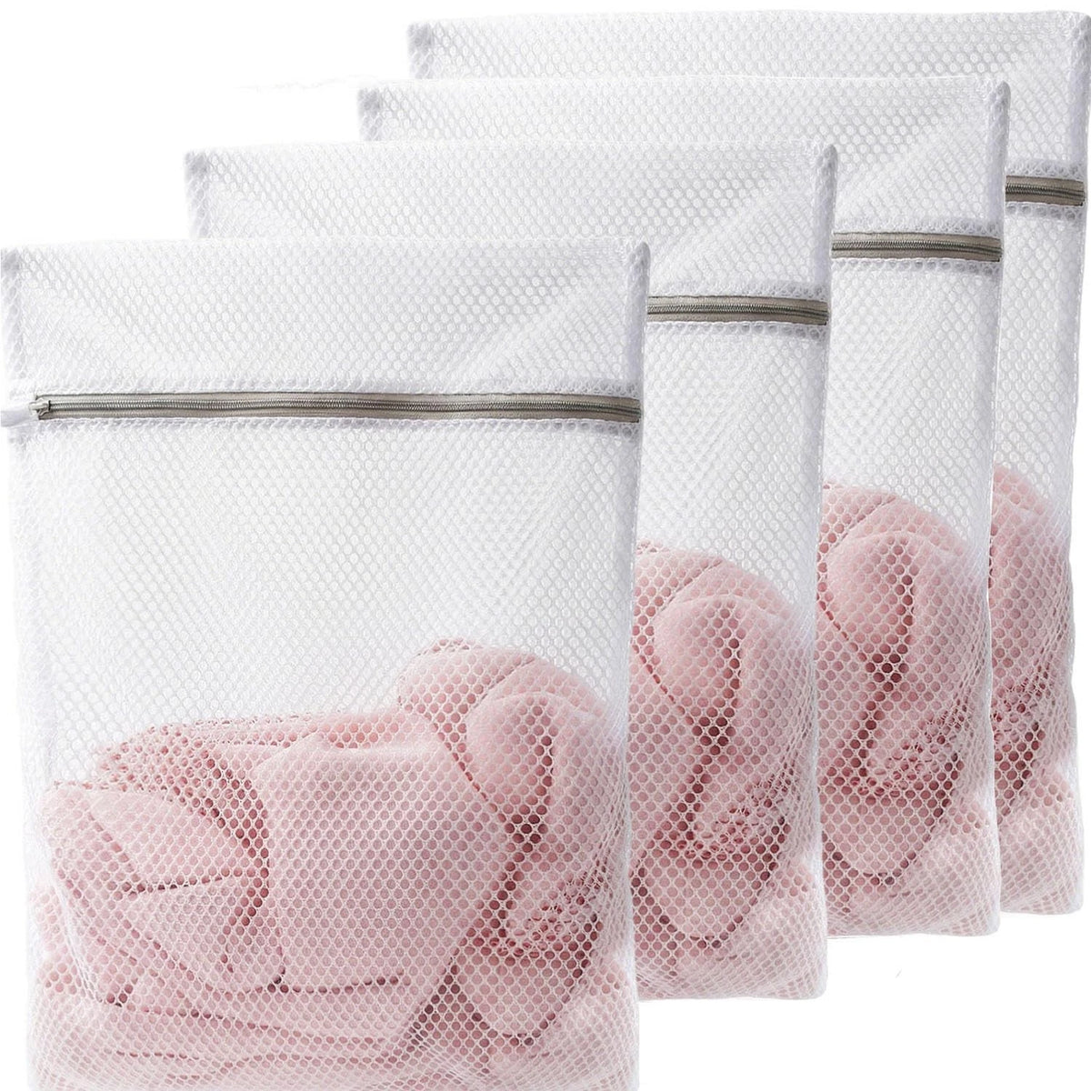 Set of 4 Mesh Laundry Bags for Washing Delicates (12 x 16 Inches)