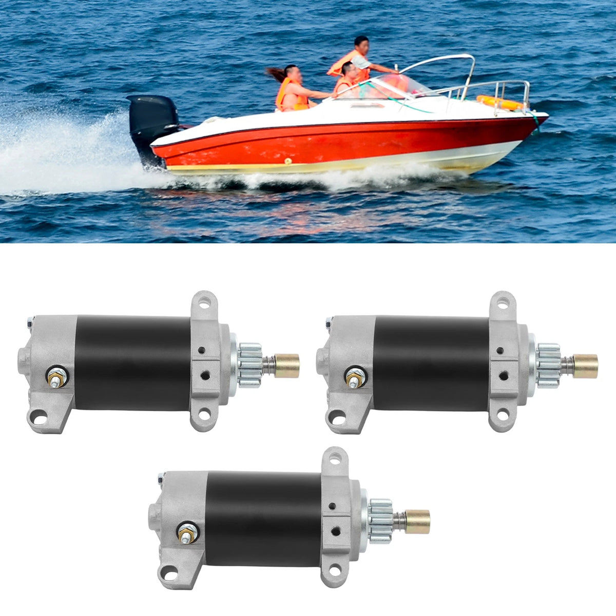 3Pcs Outboard Starter Motors for 20HP 4-Stroke Engine