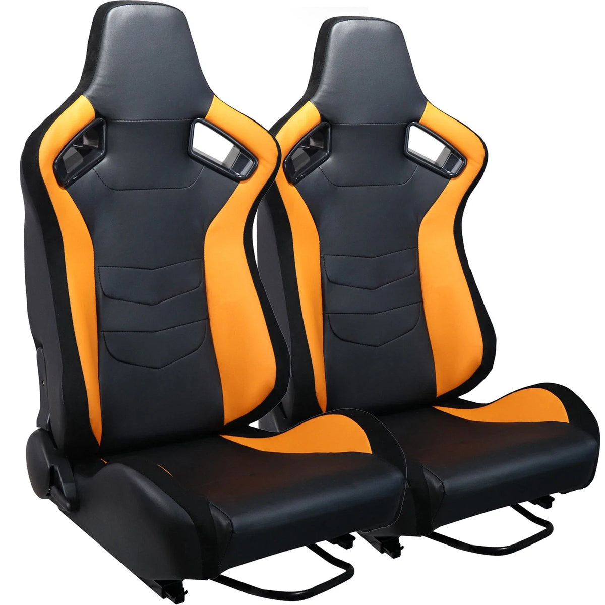 1 Pair Reclinable Racing Seats for Universal Fit (Classic Black PVC)