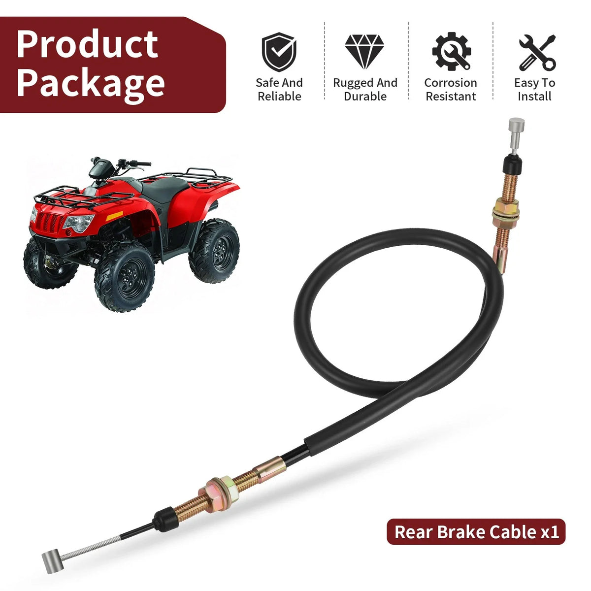 Rear Brake Cable for Arctic Cat ATV 375 400 454 500 (1998–2005) 0487-006
