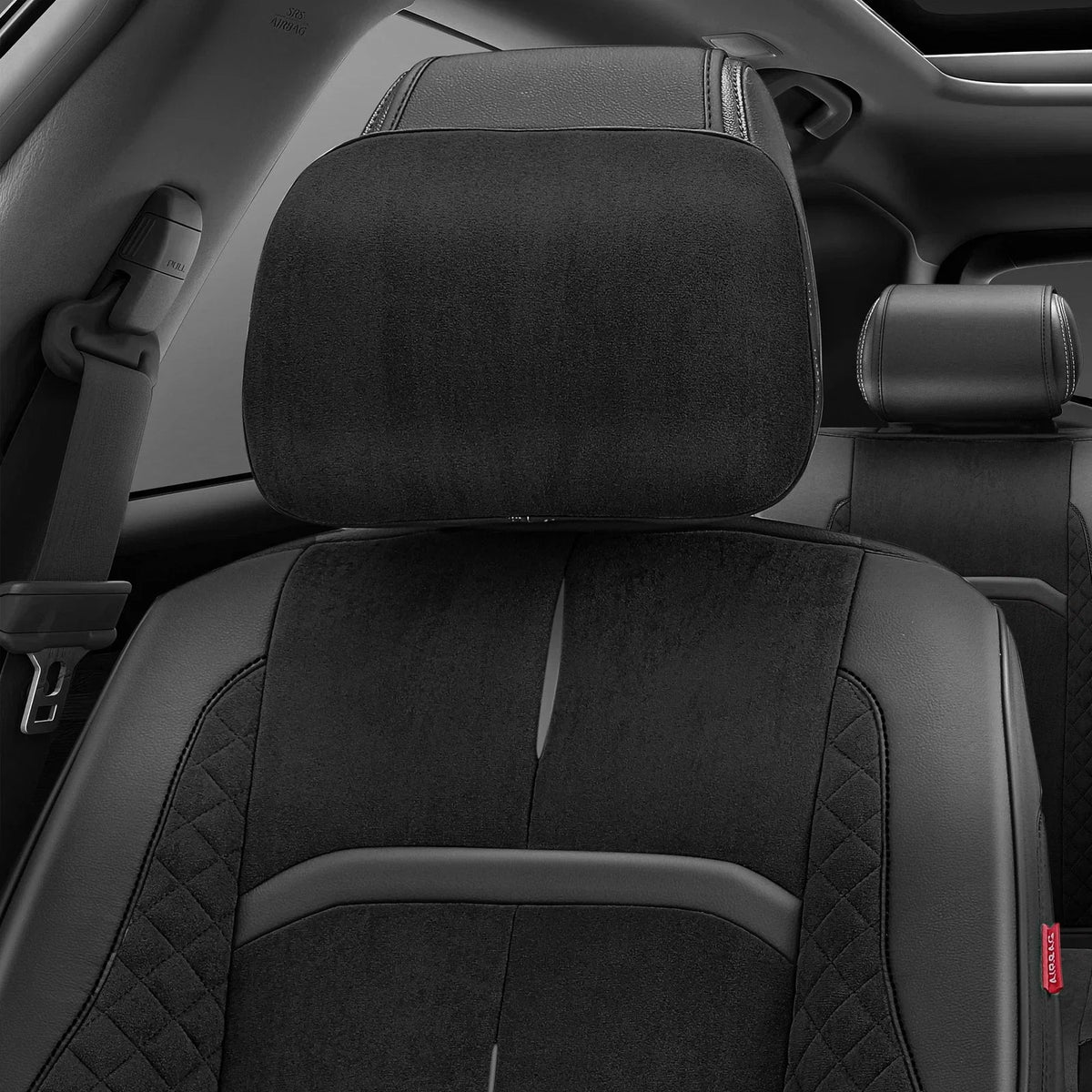 Set of 2 Universal Voris Series Front Row Seat Covers for Car SUV Black