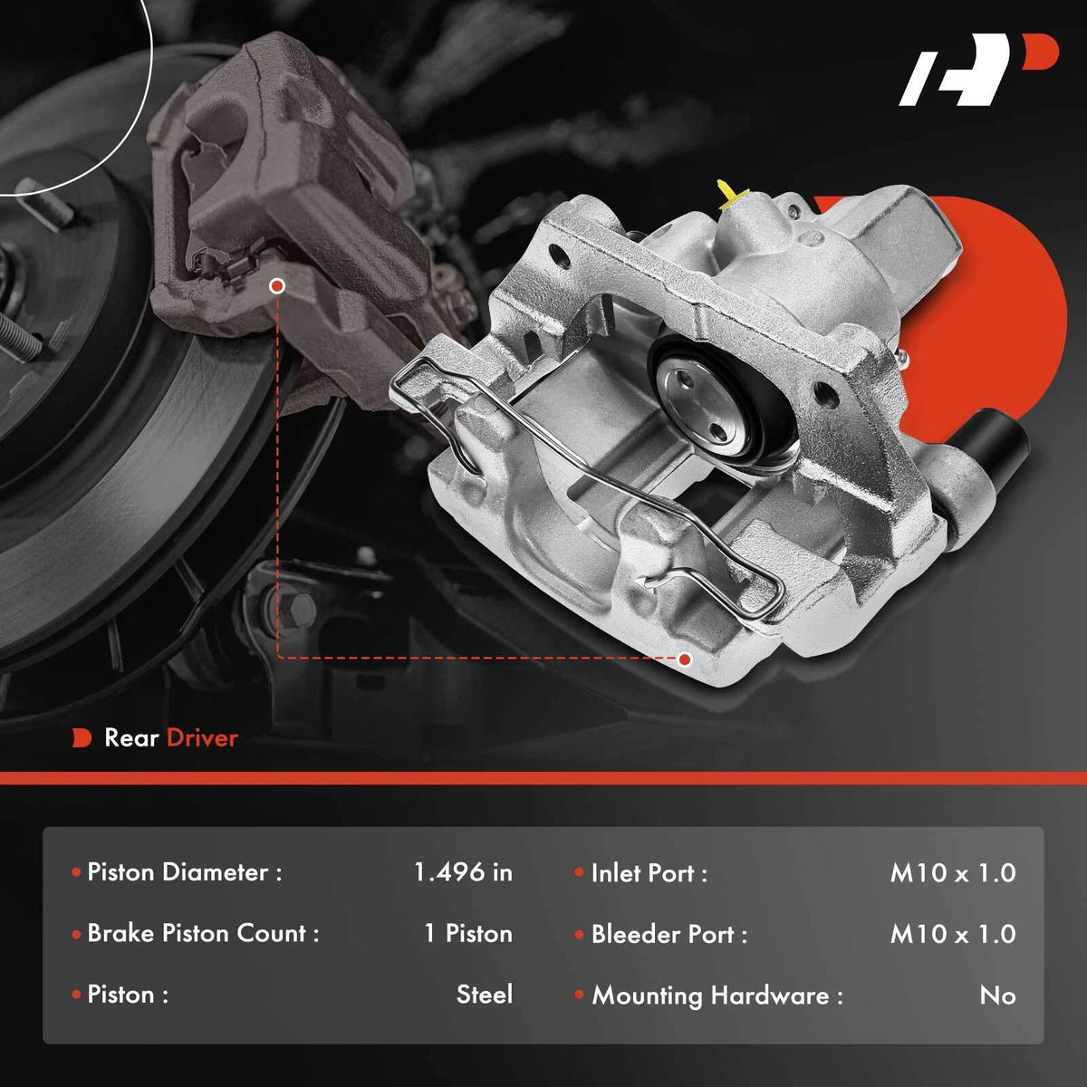 A-Premium Rear Left Brake Caliper w/ Bracket for Mazda 3 (2004–2008) & Volvo S40 (2006–2013) 36000900, 19-B2954A, 19B2954A
