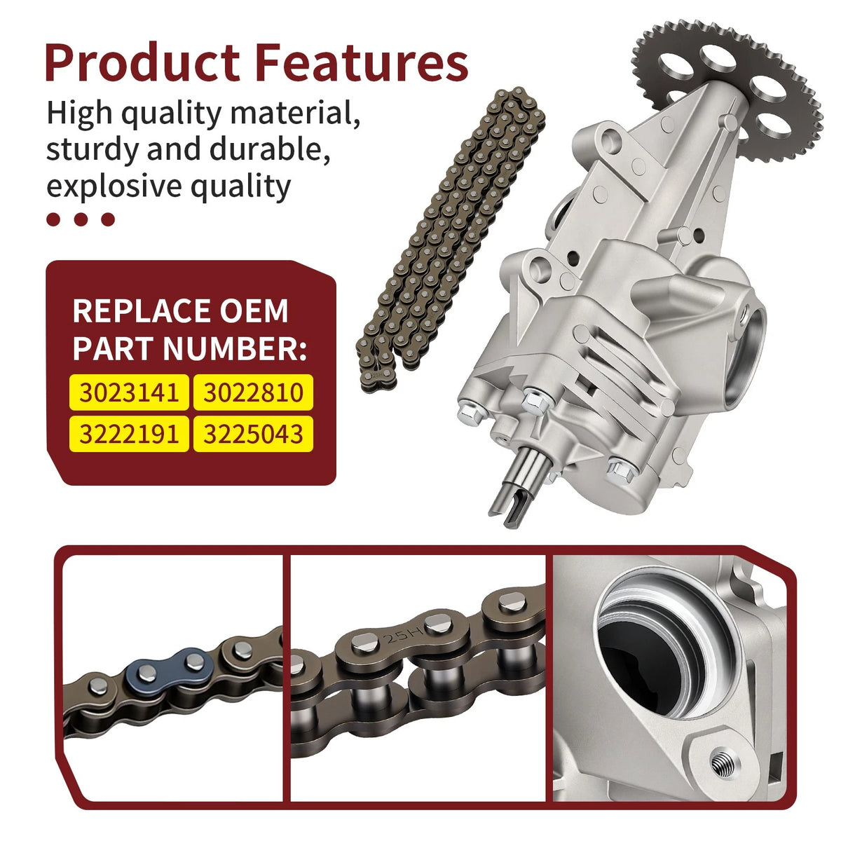 Engine Oil Pump & Drive Chain for Polaris RZR PRO XP 4 (2020–2025) 3023141 3222191