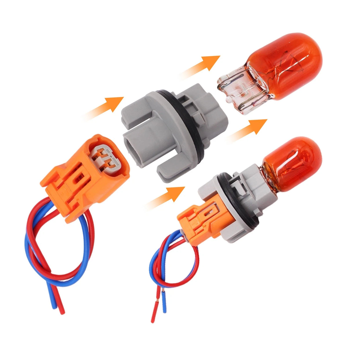 2X Turn Signal Light Socket Bulb & Plug for Acura Honda Civic (33302-S7A-003, 33303-SCK-003, 33303-S2R-003)