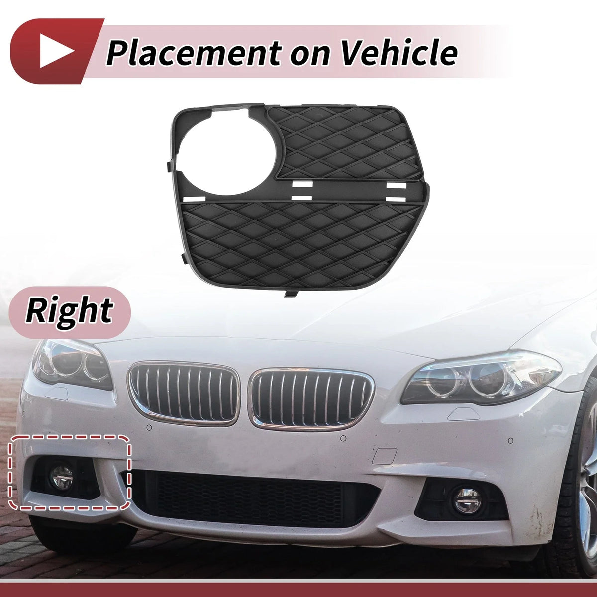 1 Pc Fog Light Grill for BMW X6 (2012–2014) No. 51117312606 Black