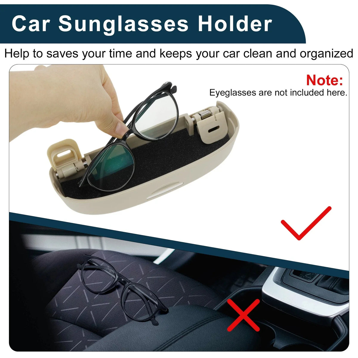 Sunglasses Case for Ford Puma MK2 (2020–2025) Beige Set of 1