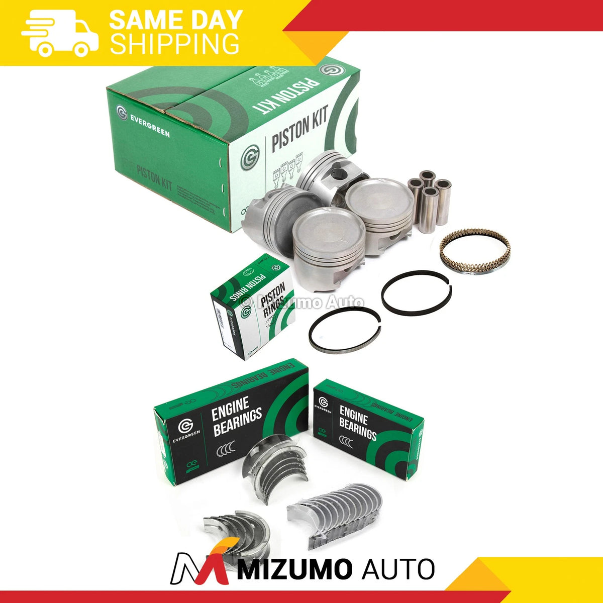 Set of 4 Pistons Main Rod Bearings for Mitsubishi Eclipse Galant (1998–1999) - MA-4216950436, MD188115, MD303071, MB5313AM