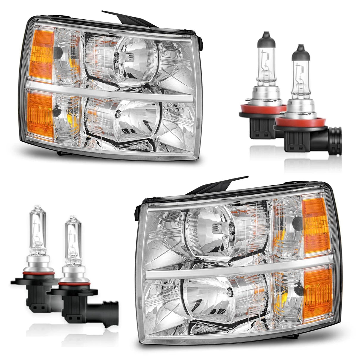 Clear Lens Chrome Housing Amber Reflector for