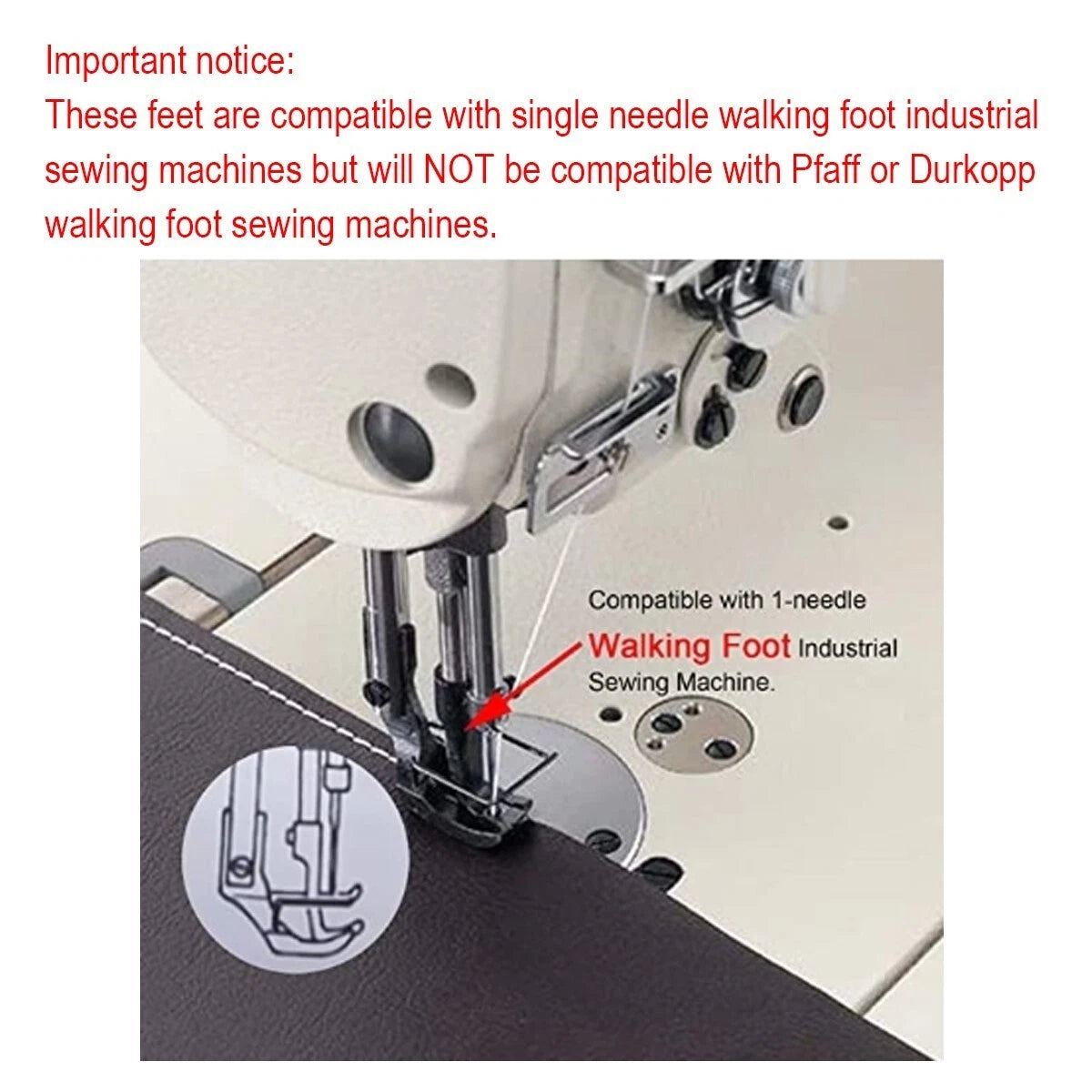 5PCS Walking Foot Set for Juki LU-563, DNU-1541, Singer 111W, Consew 206RB