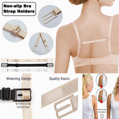 4 Pack Anti-Slip Bra Straps Clips for Women - Adjustable Rope Back