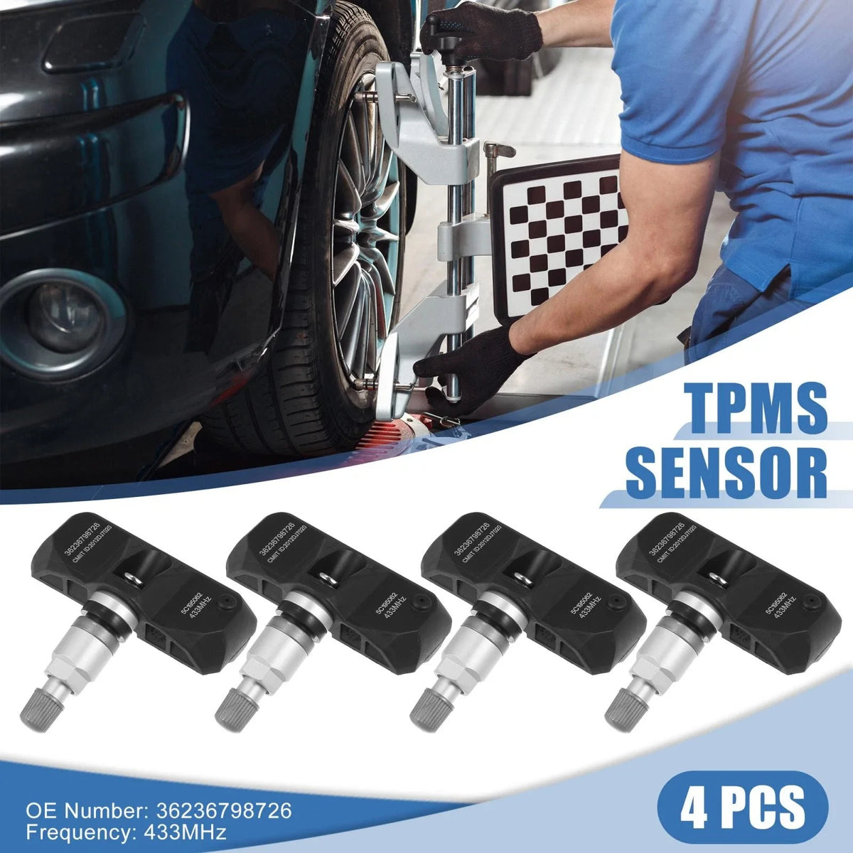 Set of 4 Tire Pressure Sensors TPMS 36236798726 for BMW 328i 528i 535i (2007–2013)