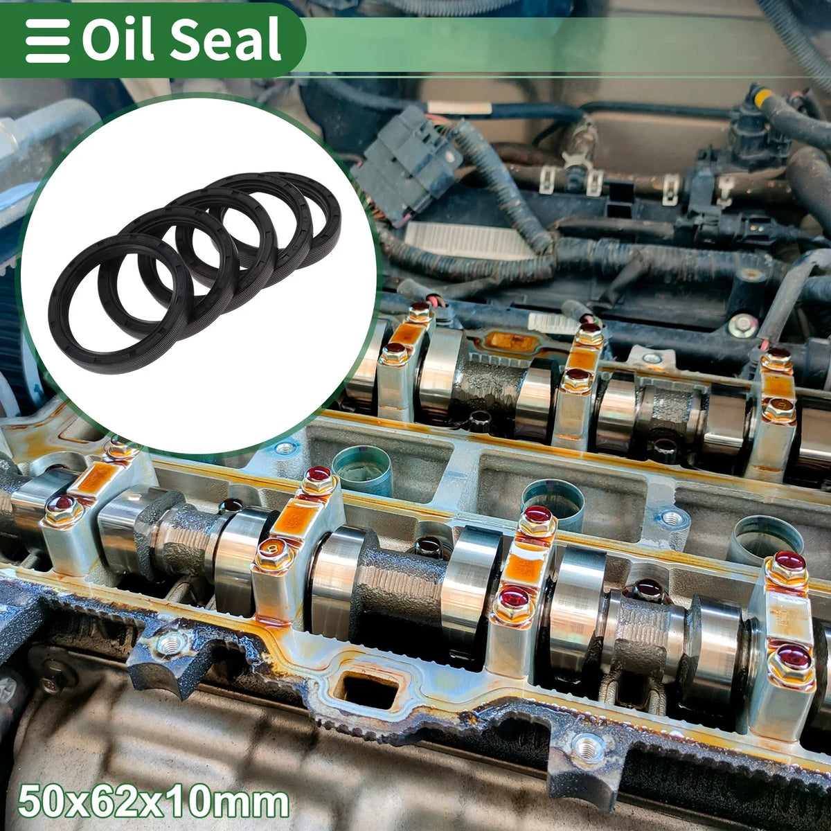 Set of 5 Oil Seals NBR Rubber 50x62x10mm for High Pressure