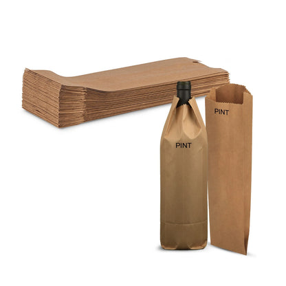 Pack of 1000 Pint Brown Paper Bags for Wine Bottles