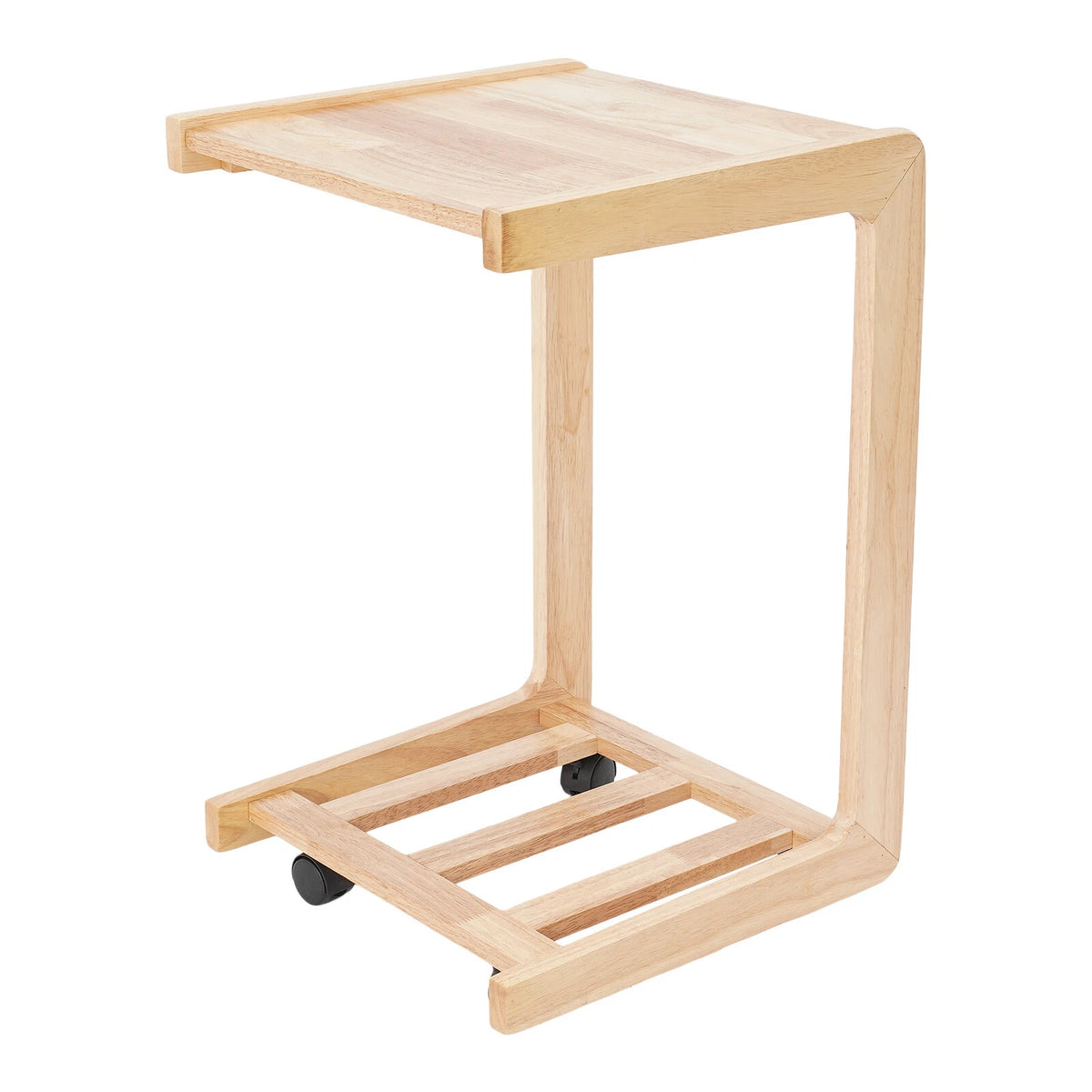 C-shaped End Table with 4 Universal Wheels for Home Use