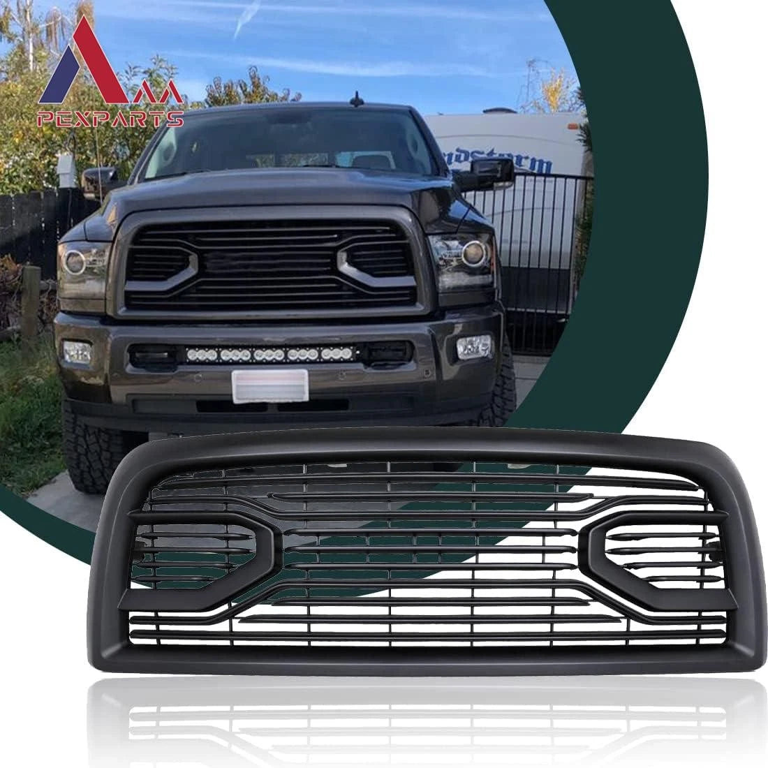 Laramie Limited Style Mesh Grille for Ram 2500 3500 (2013–2018) Black