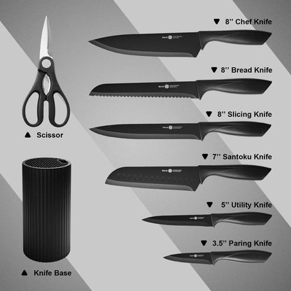 8-Piece Knife Set with Universal Block - Black