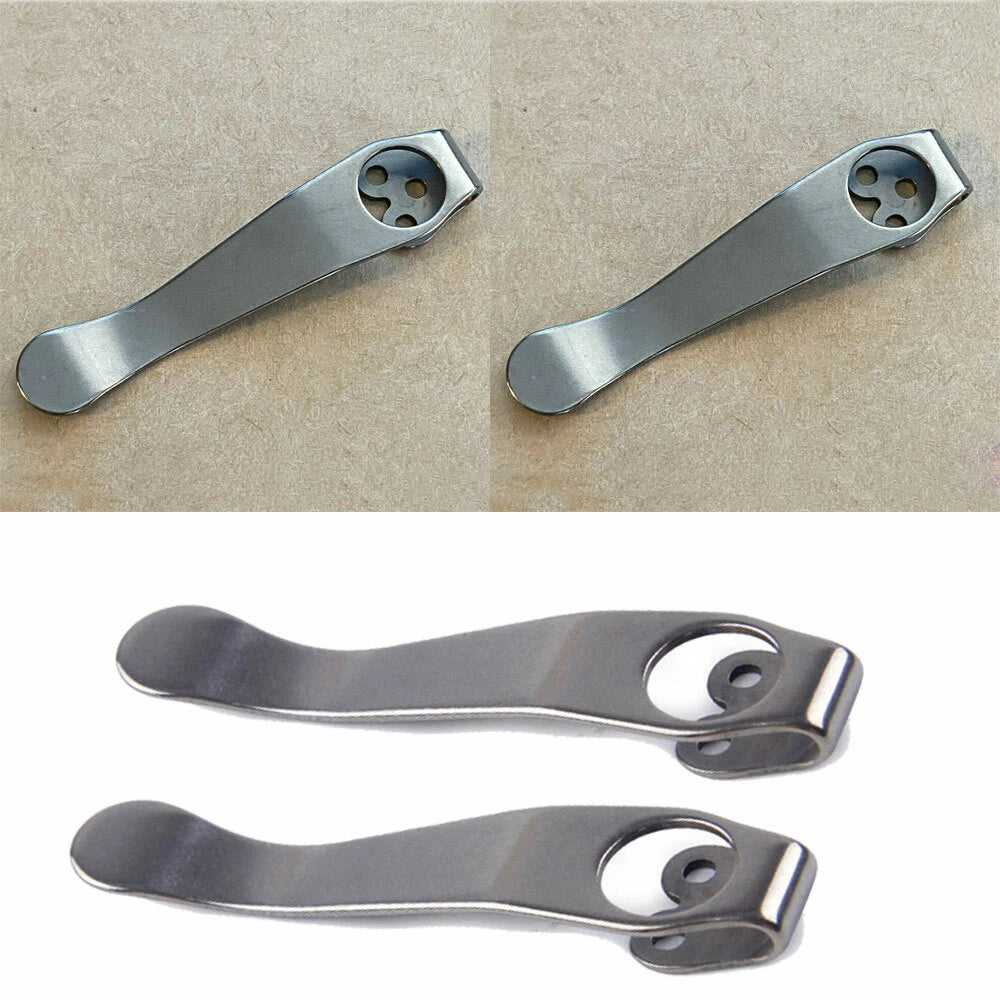 4-Pack Stone Wash Titanium Deep Carry Pocket Clip for Spyderco PM2 Smock Delica