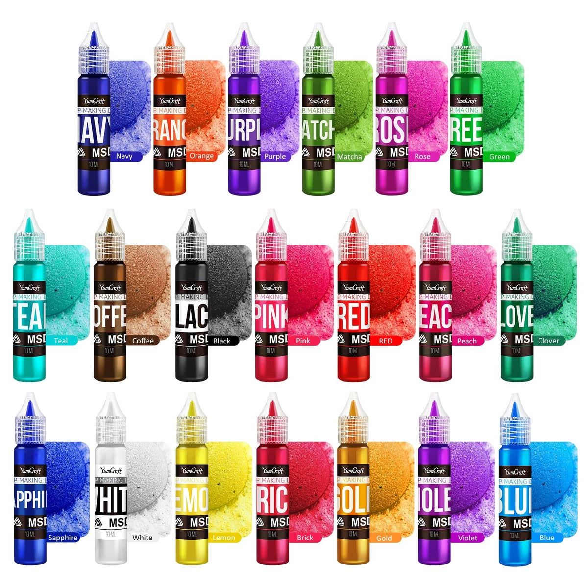 20 Colors Soap Dye for Bath Bombs (Skin Safe)