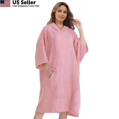 Surf Poncho Hooded Beach Towel Quick Dry 43.3"L x 33.5"W Skin Pink