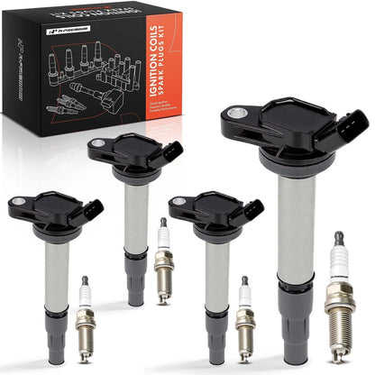 Set of 4 Ignition Coils & 4 Iridium Spark Plugs for Toyota Corolla (2009–2017) - 19205156, 9091902252, UF-596, 96339