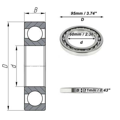 Deep Groove Ball Bearing 60x95x11mm for Scooter Skateboard (P0)