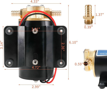 12V 3.2GPM Self Priming Gear Pump for Diesel Fuel Scavenge Oil Transfer