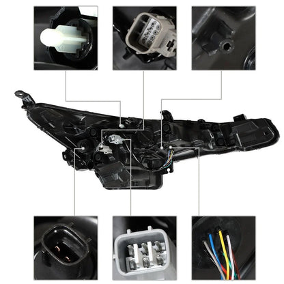 Replacement Headlight Set for Toyota Corolla (2020–2021) Black Halogen Clear