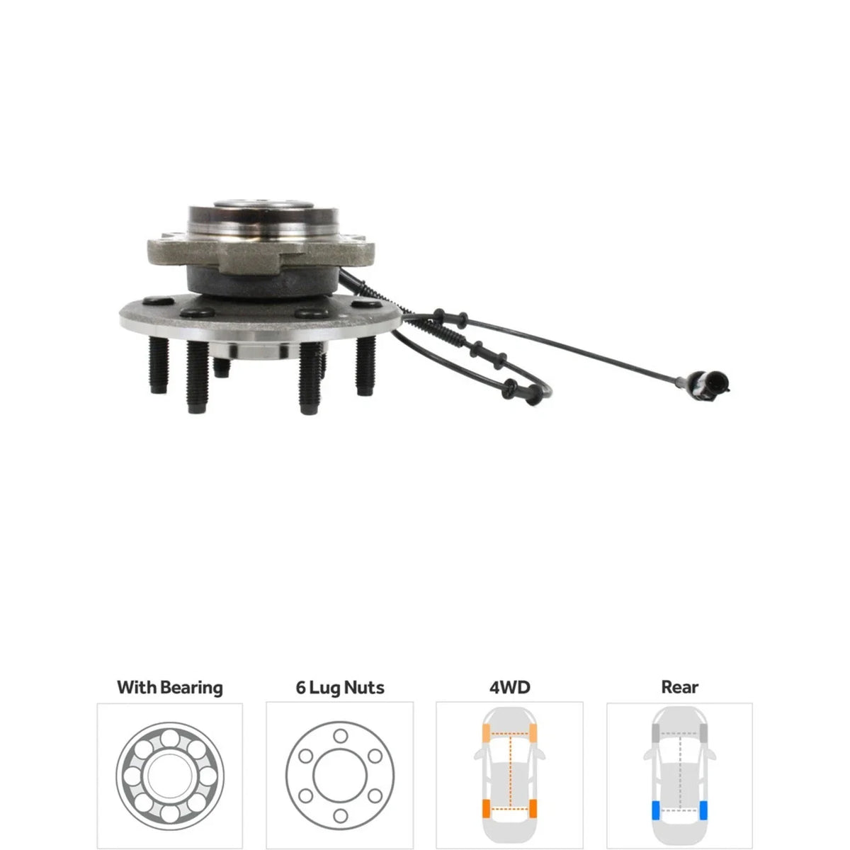 Wheel Hubs for Ford Expedition (2003–2006) Rear LH & RH 6 Lug with Bearing & Sensor