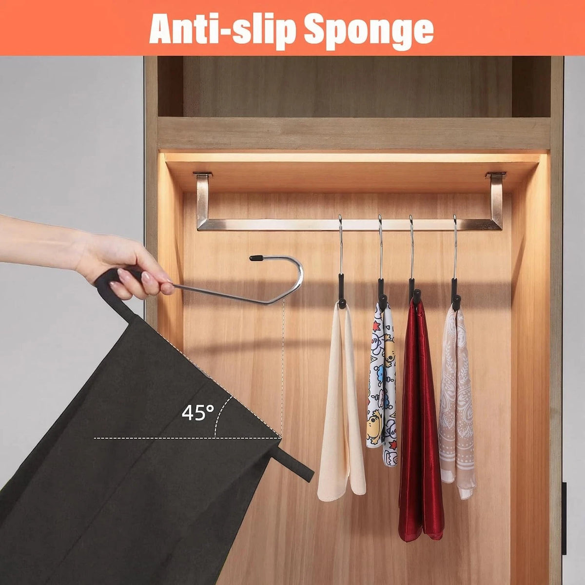 12 Pack Heavy Duty Open Ended Non-Slip Foam Pants Hangers