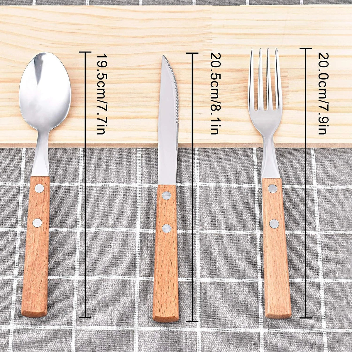 Set of 6 Stainless Steel Cutlery for Dinner Spoons, Knife and Fork