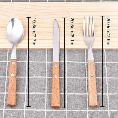 Set of 6 Stainless Steel Cutlery for Dinner Spoons, Knife and Fork