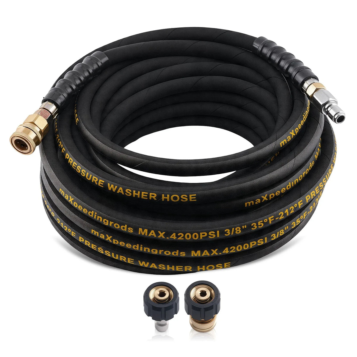 50ft 3/8" Pressure Washer Hose for (4200PSI, M22 to 3/8" Coupler)