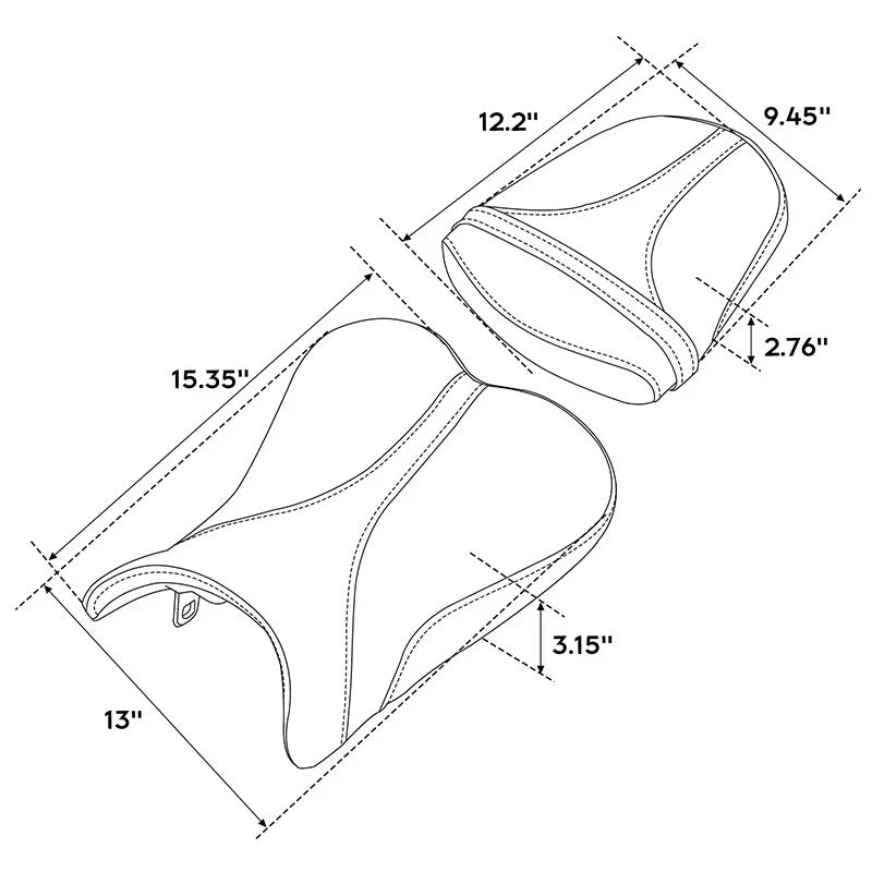Black Driver Passenger Seat for Suzuki GSXR600 GSXR750 (2006–2007)