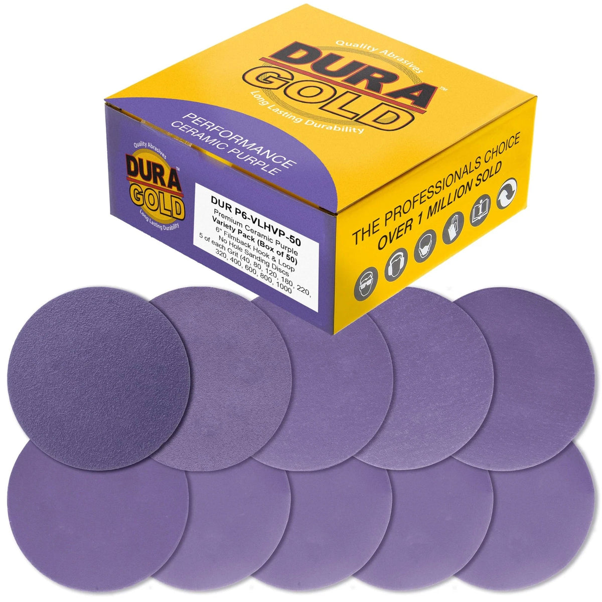 Set of 50 Ceramic Sanding Discs for Automotive Finishing (6")
