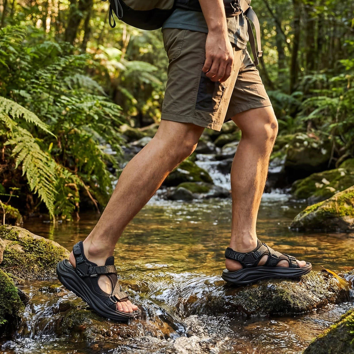 Men's Athletic Walking Sandals for ZURIN (2023) - Arch Support, Black