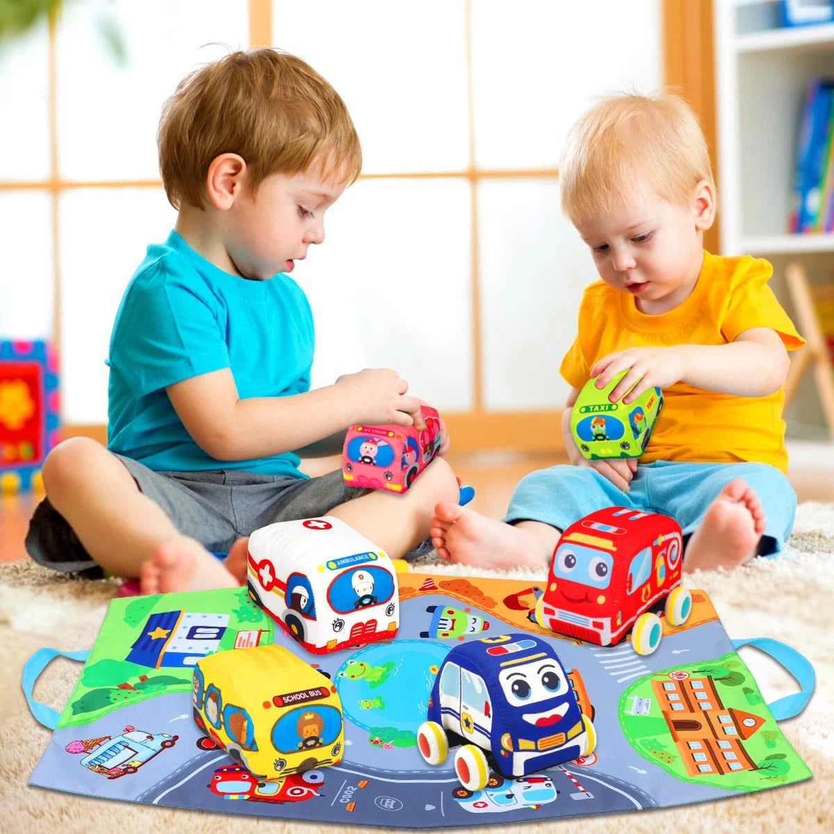 Soft Car Toys for 1 Year Old with Playmat (6 to 12 Months)